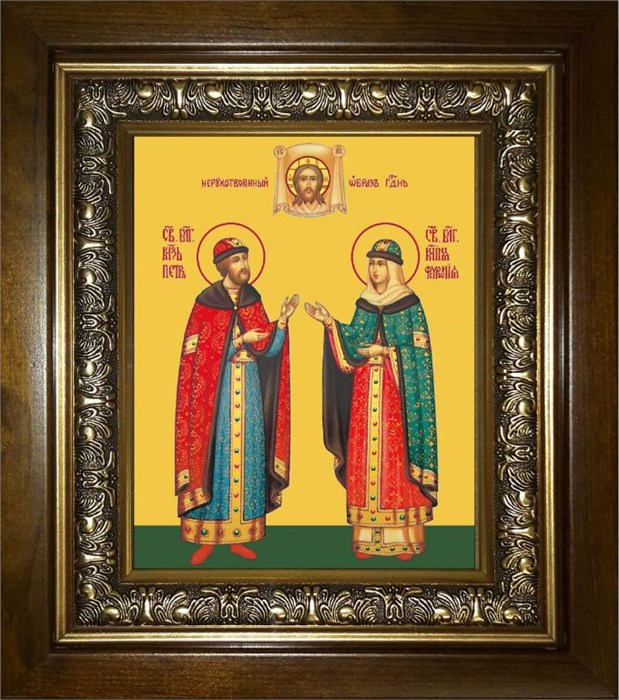Петр и Феврония святые благоверные князья 14х18 в киоте 20х24 km_25_206