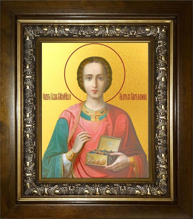 Пантелеймон ВЛКМЧ и целитель 14х18 в киоте 20х24 km_25_429