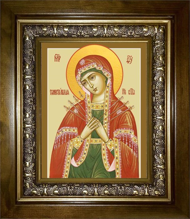 Семистрельная икона Божией Матери 18х24 в киоте 24х30 km_25_1481