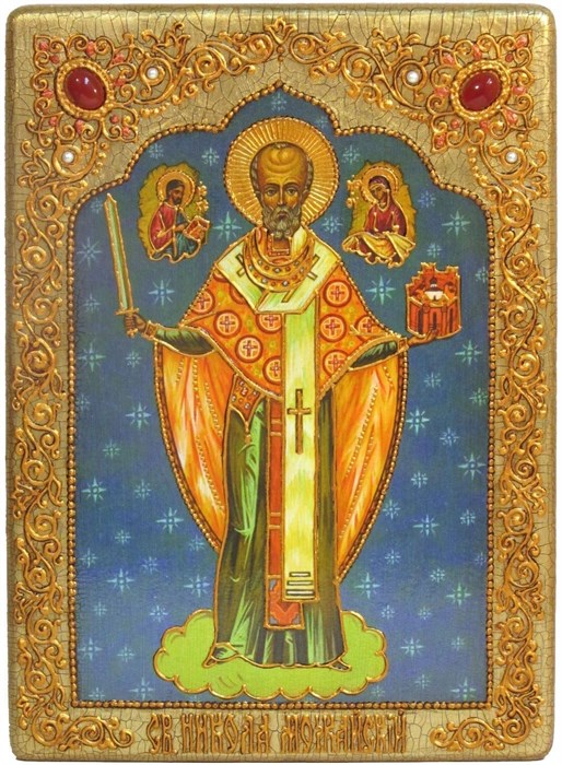 Аналойная икона "Никола Можайский" на мореном дубе 21х29 аналойная RTI-639-4.m