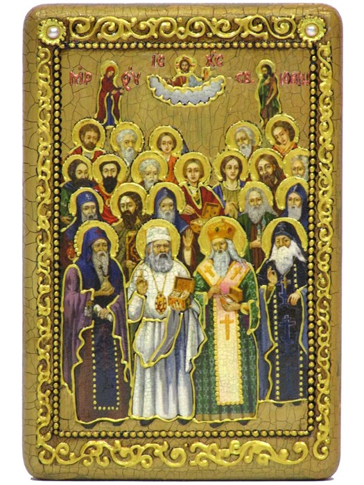 Настольная икона "Собор Святых целителей" на черном дубе 61571