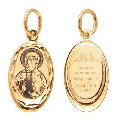 Подвеска золотая Великомученица Маргарита 0.75 гр. 227501 - фото 9479