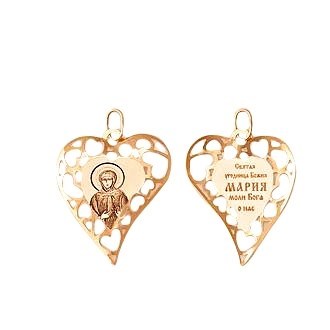 Подвеска золотая Святая мученица Мария 0.9 гр. 227419 - фото 9647