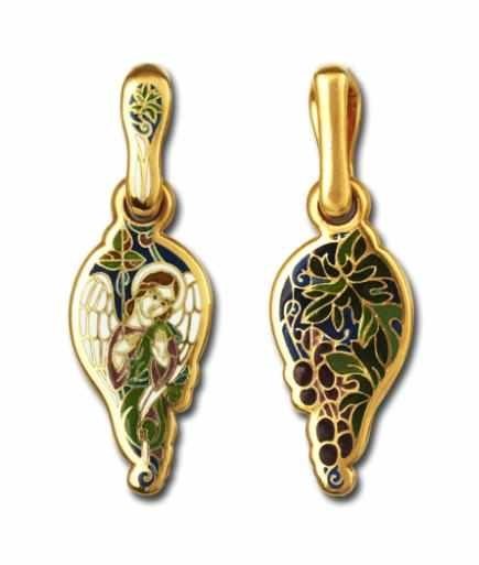 Образок позолоченный эмаль горячая Ангел-Хранитель 3.86 гр. 227351