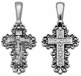 {{photo.Alt || photo.Description || 'Крест серебрянный, Чернение (оксидирование), с корундами, коллекция "Санкт-Петербург", 1.96 гр.'}}