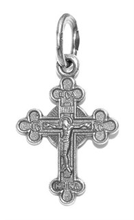 {{photo.Alt || photo.Description || 'Крест серебрянный, Чернение (оксидирование), с корундами, Спаси и сохрани, коллекция "Липецк", 1.55 гр.'}}