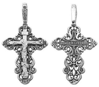 {{photo.Alt || photo.Description || 'Крест серебрянный, Чернение (оксидирование), с корундами, коллекция "Санкт-Петербург", 3.40 гр.'}}