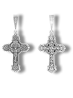 {{photo.Alt || photo.Description || 'Крест серебрянный, Чернение (оксидирование), с корундами, Спаси и сохрани, Духовное наследие, 2.75 гр.'}}