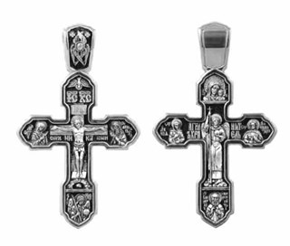 {{photo.Alt || photo.Description || 'Крест серебрянный, Чернение (оксидирование), с корундами, Ангел-Хранитель-Казанская Божья Матерь, коллекция "Санкт-Петербург", 7.14 гр.'}}