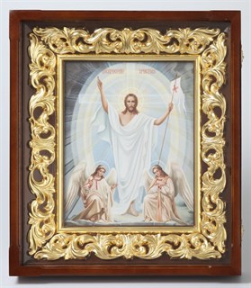 Киот настенный 40х50 барокко (изображение на канвасе) сусальное золочение Воскресение Христово 224411