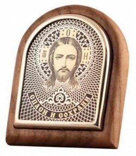 Икона серебряная Казанская Б М Спаситель Святой Пантелеимон 224367