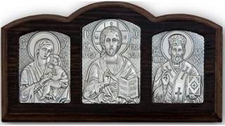 Икона литая дорожная серебряная КТ-02ТП кожа 224361