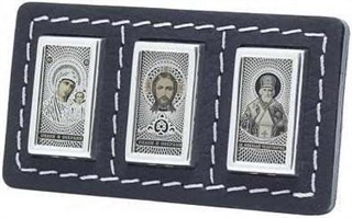Икона дорожная серебряная в коже 224346