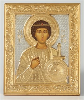 Икона Георгий Победоносец 12*14 прокат золочение серебро 239253