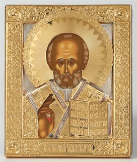 Икона Николая Чудотворца 11*13 прокат золочение серебро 239252