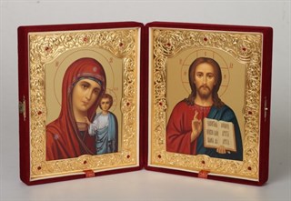 Складень в футляре 18х24 Спаситель и Казанская Божья Матерь (для благословения на свадьбу) 239035