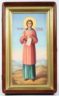 Икона живописная в киоте 18х36 золоченый подрамник Христина 239025