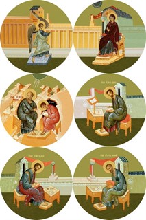 Икона храмовая 30х30 МДФ круглые (комплект 6шт.) Царские врата иконописные 238984