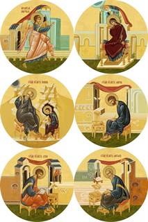 Икона храмовая 30х30 МДФ круглые (комплект 6шт.) Царские врата иконописные 238983