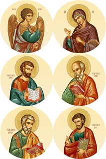 Икона храмовая 30х30 МДФ круглые (комплект 6шт.) Царские врата иконописные 238982