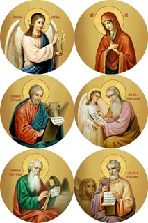 Икона храмовая 30х30 МДФ круглые (комплект 6шт.) Царские врата живописные 238981