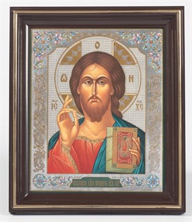 Икона Сергий Радонежский фото в ризе 24х30 золочёная 238968