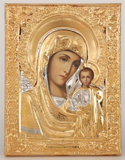Икона на холсте в ризе 18х24 золочёная Казанская Божья Матерь 238827