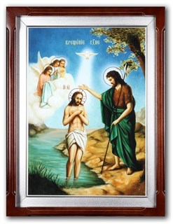 Икона на стекле 32х45 в киоте с подсветкой Крещение Господне 238819