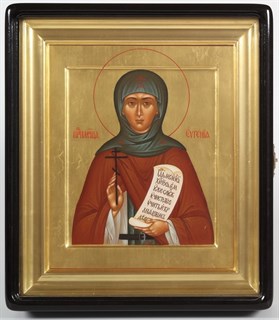 Икона Евгения живописная в киоте 24х30 золоченый фон и подрамник 238808