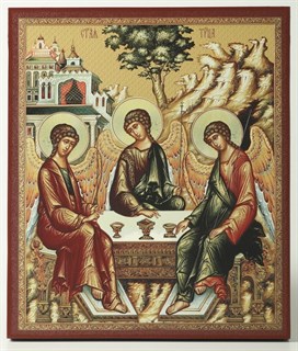 Икона на дереве 22х26 объёмная Троица 2 238587