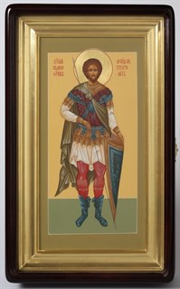 Икона живописная в киоте 18х36 золоченый нимб золоченый подрамник Феодор 238571