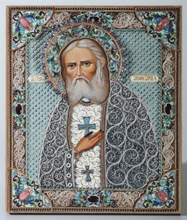 Икона на дереве 22х26 объёмная Серафим Саровский 238564
