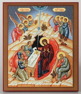 Икона на дереве 22х26 объёмная Рождество Христово 2 238561
