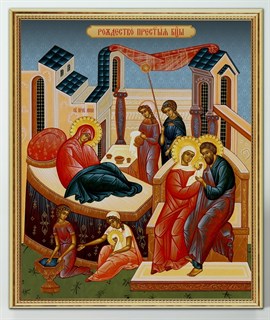 Икона на дереве 22х26 объёмная Рождество Богородицы 238559