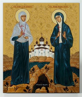 Икона на дереве 22х26 объёмная Елизавета и Варвара 238524