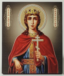 Икона Святой Екатерины на дереве 22х26 объёмная 238522