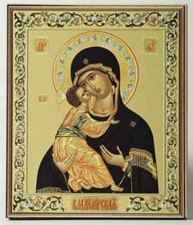 Икона на дереве 22х26 объёмная Владимирская Божья Матерь 238509