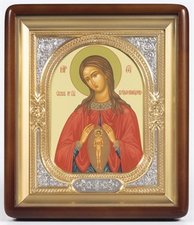 Икона в киоте 18х24 фигурный объемная золочёная Помощница в родах 238474