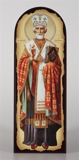 Икона на дереве 18х50 арочная объёмная Николай Чудотворец (ростовой) 238467