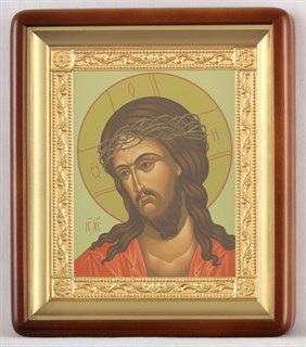 Икона в киоте 18х24 фигурный рамка золочёная Спас в терновом венце 238448