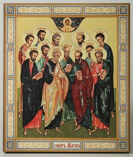 Икона на дереве 22х26 объёмная Собор Апостолов 238374