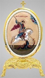 Икона настольная серебро финифть Чудо Георгия о змие 237761