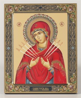 Икона Семистрельная Божья Матерь на дереве 18*24 с ковчегом 237741