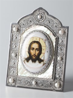 Икона именная деколь филигрань серебро Спас Нерукотворный 237587