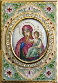 Икона именная эмаль финифть золочение Отрада и утешение 237561