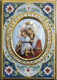 Икона именная эмаль финифть золочение Достойно Есть 237556