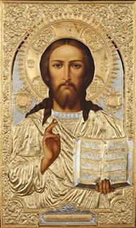 Икона живописная в ризе 60х100 объемная золочение Спаситель 237508