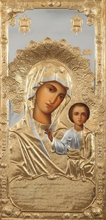 Икона живописная в ризе 55х115 объемная золочение Казанская Божья Матерь 237507