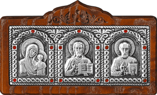 Икона автомобильная серебряная на дереве 253561
