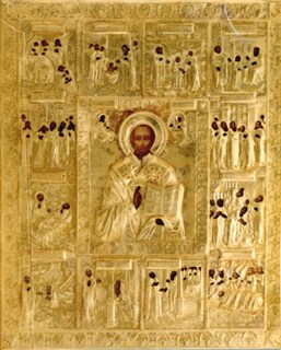 Икона живописная в ризе 40х50 Николай Чудотворец (ювелирная ручной работы) 237466